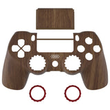 eXtremeRate Wood Grain Ghost Replacement Faceplate Touchpad Cover, Redesigned Soft Touch Housing Shell Case Touch Pad Compatible with PS4 Slim Pro Controller JDM-040/050/055 - Controller NOT Included - GHP4S001