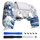 eXtremeRate The Great Wave Replacement Faceplate Touchpad Cover, Redesigned Housing Shell Case Touch Pad Compatible with PS4 Slim Pro Controller JDM-040/050/055 - Controller NOT Included - GHP4T001