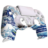 eXtremeRate The Great Wave Replacement Faceplate Touchpad Cover, Redesigned Housing Shell Case Touch Pad Compatible with PS4 Slim Pro Controller JDM-040/050/055 - Controller NOT Included - GHP4T001