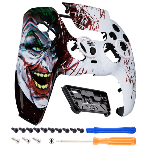 eXtremeRate LUNA Redesigned Clown HAHAHA Front Shell Touchpad Compatible with ps5 Controller BDM-010/020/030/040, DIY Replacement Housing Custom Touch Pad Cover Compatible with ps5 Controller - GHPFT001