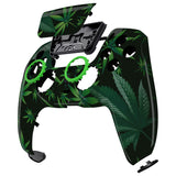 eXtremeRate LUNA Redesigned Green Weeds Front Shell Touchpad Compatible with ps5 Controller BDM-010 BDM-020 BDM-030, DIY Replacement Housing Custom Touch Pad Cover Compatible with ps5 Controller - GHPFT003