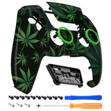 eXtremeRate LUNA Redesigned Green Weeds Front Shell Touchpad Compatible with ps5 Controller BDM-010 BDM-020 BDM-030, DIY Replacement Housing Custom Touch Pad Cover Compatible with ps5 Controller - GHPFT003