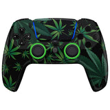 eXtremeRate LUNA Redesigned Green Weeds Front Shell Touchpad Compatible with ps5 Controller BDM-010 BDM-020 BDM-030, DIY Replacement Housing Custom Touch Pad Cover Compatible with ps5 Controller - GHPFT003