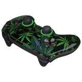 eXtremeRate LUNA Redesigned Green Weeds Front Shell Touchpad Compatible with ps5 Controller BDM-010/020/030/040, DIY Replacement Housing Custom Touch Pad Cover Compatible with ps5 Controller - GHPFT003