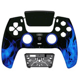 eXtremeRate LUNA Redesigned Blue Flame Front Shell Touchpad Compatible with ps5 Controller BDM-010 BDM-020 BDM-030, DIY Replacement Housing Custom Touch Pad Cover Compatible with ps5 Controller - GHPFT006