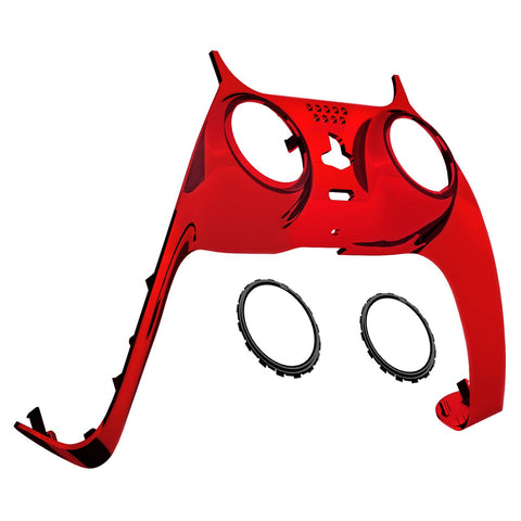 eXtremeRate Chrome Red Decorative Trim Shell Compatible with ps5 Controller, DIY Replacement Clip Shell, Custom Plates Cover Compatible with ps5 Controller w/ Accent Rings - GPFD4003