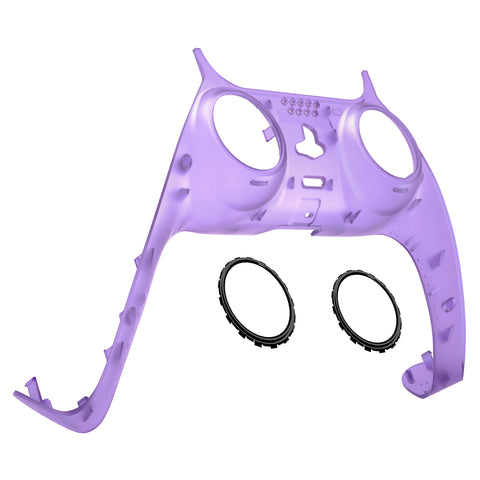eXtremeRate Clear Atomic Purple Decorative Trim Shell for PS5 Controller, DIY Replacement Clip Shell for PS5 Controller, Custom Plates Cover for PS5 Controller w/ Accent Rings - GPFM5005