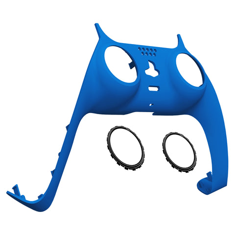 eXtremeRate Blue Decorative Trim Shell Compatible with ps5 Controller, DIY Replacement Clip Shell, Custom Plates Cover Compatible with ps5 Controller w/ Accent Rings - GPFP3005