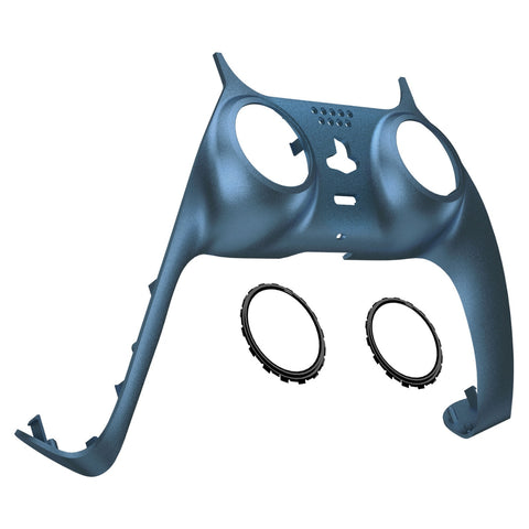 eXtremeRate Metallic Regal Blue Decorative Trim Shell Compatible with ps5 Controller, DIY Replacement Clip Shell, Custom Plates Cover Compatible with ps5 Controller w/ Accent Rings - GPFP3020