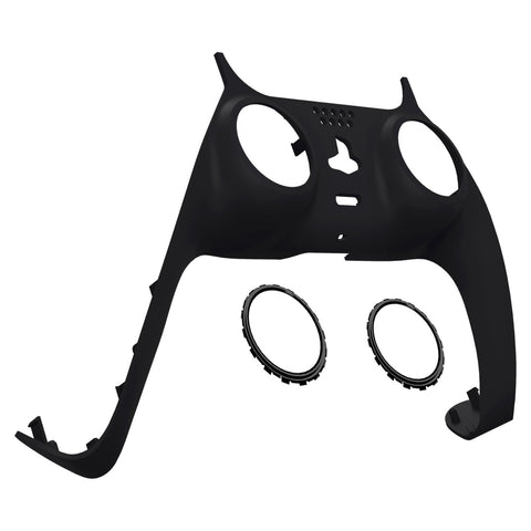 eXtremeRate Black Decorative Trim Shell Compatible with ps5 Controller, DIY Replacement Clip Shell, Custom Plates Cover Compatible with ps5 Controller w/ Accent Rings - GPFP3030