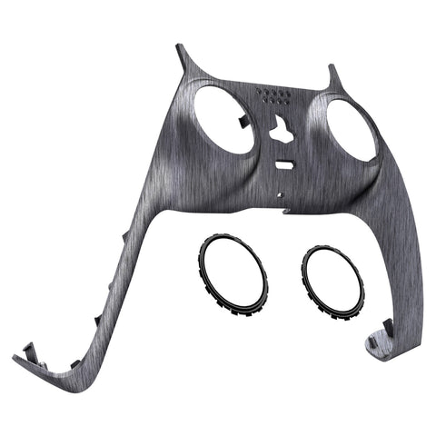 eXtremeRate Brushed Silver Pattern Decorative Trim Shell Compatible with ps5 Controller, DIY Replacement Clip Shell, Custom Plates Cover Compatible with ps5 Controller w/ Accent Rings - GPFS2010