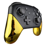 eXtremeRate Chrome Gold Replacement Handle Grips for Nintendo Switch Pro Controller, Glossy DIY Hand Grip Shell for Nintendo Switch Pro - Controller NOT Included - GRD401