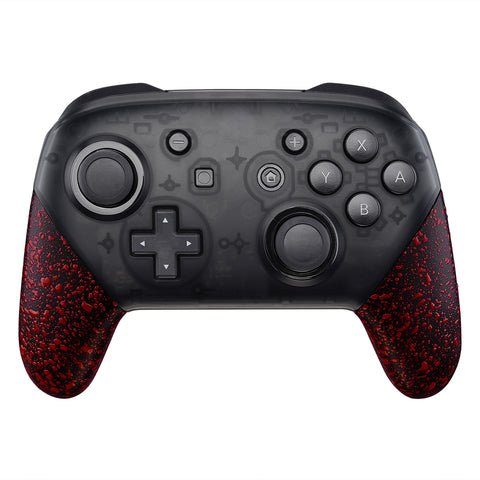 eXtremeRate Textured Red Replacement Handle Grips for Nintendo Switch Pro Controller, 3D Splashing DIY Hand Grip Shell for Nintendo Switch Pro - Controller NOT Included - GRP314