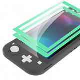 eXtremeRate 2 Pack Mint Green Border Transparent HD Saver Protector Film, Tempered Glass Screen Protector for Nintendo Switch Lite [Anti-Scratch, Anti-Fingerprint, Shatterproof, Bubble-Free] - HL714