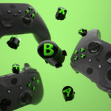 eXtremeRate Three-Tone Black & Clear & Green ABXY Action Buttons with Classic Symbols for Xbox Series X & S Controller & Xbox One S/X & Xbox One Elite V1/V2 Controller - JDX3M005