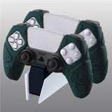 PlayVital Mecha Edition Racing Green Ergonomic Soft Controller Silicone Case Grips for PS5 Controller, Rubber Protector Skins with Thumbstick Caps for PS5 Controller – Compatible with Charging Station - JGPF004