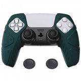 PlayVital Mecha Edition Racing Green Ergonomic Soft Controller Silicone Case Grips for PS5 Controller, Rubber Protector Skins with Thumbstick Caps for PS5 Controller – Compatible with Charging Station - JGPF004