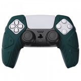 PlayVital Mecha Edition Racing Green Ergonomic Soft Controller Silicone Case Grips for PS5 Controller, Rubber Protector Skins with Thumbstick Caps for PS5 Controller – Compatible with Charging Station - JGPF004