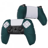 PlayVital Mecha Edition Racing Green Ergonomic Soft Controller Silicone Case Grips for PS5 Controller, Rubber Protector Skins with Thumbstick Caps for PS5 Controller – Compatible with Charging Station - JGPF004