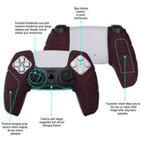 PlayVital Mecha Edition Wine Red Ergonomic Soft Controller Silicone Case Grips for PS5 Controller, Rubber Protector Skins with Thumbstick Caps for PS5 Controller - Compatible with Charging Station - JGPF006