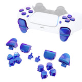 eXtremeRate Replacement D-pad R1 L1 R2 L2 Triggers Share Options Face Buttons, Chameleon Purple Blue Full Set Buttons Compatible with ps5 Controller BDM-010 & BDM-020 - JPF1001G2