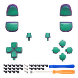 eXtremeRate Replacement D-pad R1 L1 R2 L2 Triggers Share Options Face Buttons, Chameleon Green Purple Full Set Buttons Compatible with ps5 Controller BDM-010 & BDM-020 - JPF1002G2