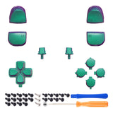 eXtremeRate Replacement D-pad R1 L1 R2 L2 Triggers Share Options Face Buttons, Chameleon Green Purple Full Set Buttons Compatible with ps5 Controller BDM-010 & BDM-020 - JPF1002G2