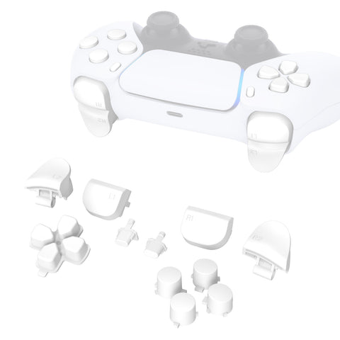 eXtremeRate Replacement D-pad R1 L1 R2 L2 Triggers Share Options Face Buttons, White Full Set Buttons Compatible with ps5 Controller BDM-010 & BDM-020 - JPF1008G2