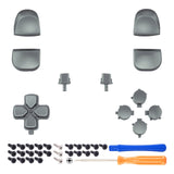 eXtremeRate Replacement D-pad R1 L1 R2 L2 Triggers Share Options Face Buttons, Metallic Steel Gray Full Set Buttons Compatible with ps5 Controller BDM-010 & BDM-020 - JPF1039G2