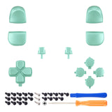 eXtremeRate Replacement D-pad R1 L1 R2 L2 Triggers Share Options Face Buttons, Metallic Vista Green Full Set Buttons Compatible with ps5 Controller BDM-010 & BDM-020 - JPF1044G2