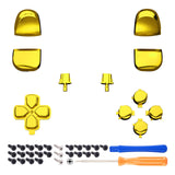 eXtremeRate Replacement D-pad R1 L1 R2 L2 Triggers Share Options Face Buttons, Chrome Gold Full Set Buttons Compatible with ps5 Controller BDM-010 & BDM-020 - JPF2001G2