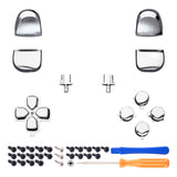 eXtremeRate Replacement D-pad R1 L1 R2 L2 Triggers Share Options Face Buttons, Chrome Silver Full Set Buttons Compatible with ps5 Controller BDM-010 & BDM-020 - JPF2002G2