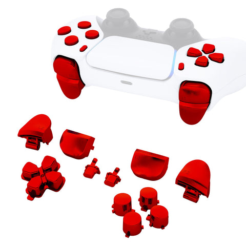 eXtremeRate Replacement D-pad R1 L1 R2 L2 Triggers Share Options Face Buttons, Chrome Red Full Set Buttons Compatible with ps5 Controller BDM-010 & BDM-020 - JPF2003G2