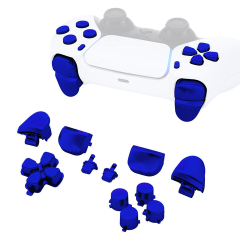 eXtremeRate Replacement D-pad R1 L1 R2 L2 Triggers Share Options Face Buttons, Chrome Blue Full Set Buttons Compatible with ps5 Controller BDM-010 & BDM-020 - JPF2004G2