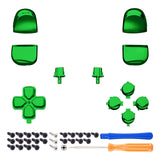 eXtremeRate Replacement D-pad R1 L1 R2 L2 Triggers Share Options Face Buttons, Chrome Green Full Set Buttons Compatible with ps5 Controller BDM-010 & BDM-020 - JPF2006G2