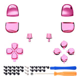 eXtremeRate Replacement D-pad R1 L1 R2 L2 Triggers Share Options Face Buttons, Chrome Pink Full Set Buttons Compatible with ps5 Controller BDM-010 & BDM-020 - JPF2007G2