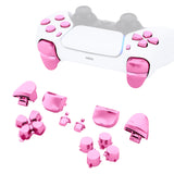eXtremeRate Replacement D-pad R1 L1 R2 L2 Triggers Share Options Face Buttons, Chrome Pink Full Set Buttons Compatible with ps5 Controller BDM-010 & BDM-020 - JPF2007G2