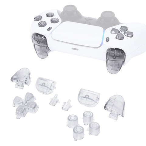 eXtremeRate Replacement D-pad R1 L1 R2 L2 Triggers Share Options Face Buttons, Clear Full Set Buttons Compatible with ps5 Controller BDM-010 & BDM-020 - JPF3001G2