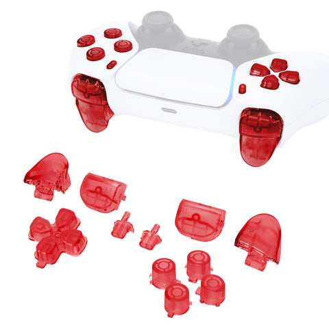 eXtremeRate Replacement D-pad R1 L1 R2 L2 Triggers Share Options Face Buttons, Clear Red Full Set Buttons Compatible with ps5 Controller BDM-010 & BDM-020 - JPF3002G2