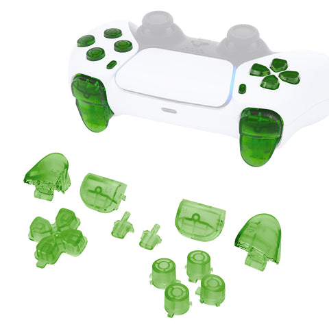 eXtremeRate Replacement D-pad R1 L1 R2 L2 Triggers Share Options Face Buttons, Clear Green Full Set Buttons Compatible with ps5 Controller BDM-010 & BDM-020 - JPF3003G2