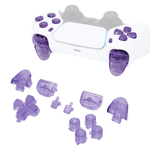 eXtremeRate Replacement D-pad R1 L1 R2 L2 Triggers Share Options Face Buttons, Clear Atomic Purple Full Set Buttons Compatible with ps5 Controller BDM-010 & BDM-020 - JPF3005G2