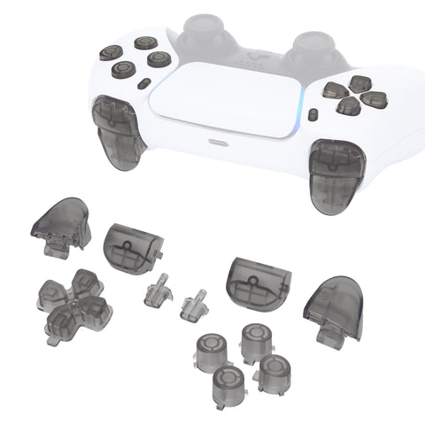 eXtremeRate Replacement D-pad R1 L1 R2 L2 Triggers Share Options Face Buttons, Clear Black Full Set Buttons Compatible with ps5 Controller BDM-010 & BDM-020 - JPF3023G2