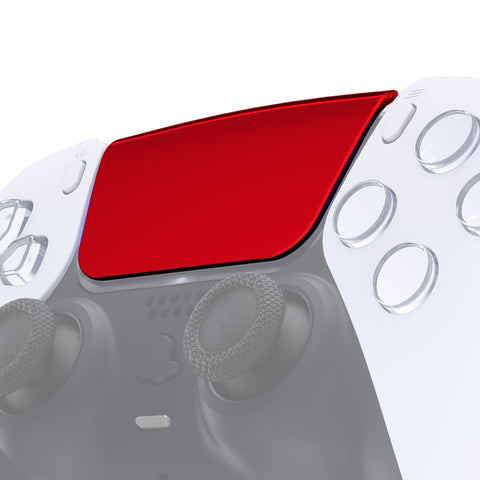eXtremeRate Chrome Red Replacement Touchpad Cover Compatible with ps5 Controller BDM-010/020/030/040, Custom Part Touch Pad Compatible with ps5 Controller - Controller NOT Included - JPF4047G3