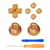 eXtremeRate Gold Metal Thumbsticks Dpad ABXY Buttons Kit for PS5 Controller, Custom Replacement Aluminum Analog Thumbsticks & Action Buttons & Direction Keys for PS5 Controller - Controller NOT Included - JPFE001