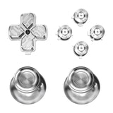 eXtremeRate Silver Metal Thumbsticks Dpad ABXY Buttons Kit for PS5 Controller, Custom Replacement Aluminum Analog Thumbsticks & Action Buttons & Direction Keys for PS5 Controller - Controller NOT Included - JPFE002