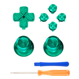 eXtremeRate Green Metal Thumbsticks Dpad ABXY Buttons Kit for PS5 Controller, Custom Replacement Aluminum Analog Thumbsticks & Action Buttons & Direction Keys for PS5 Controller - Controller NOT Included - JPFE006