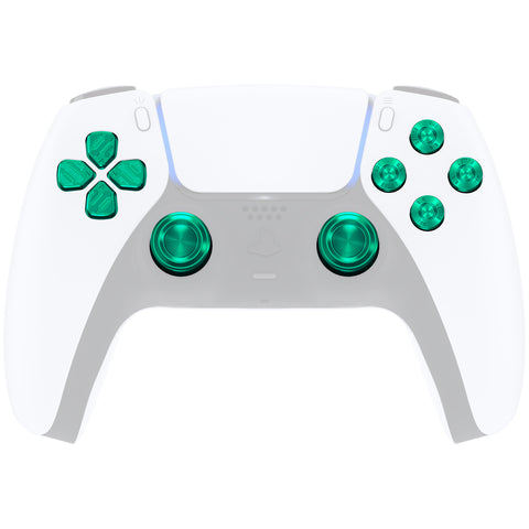 eXtremeRate Green Metal Thumbsticks Dpad ABXY Buttons Kit for PS5 Controller, Custom Replacement Aluminum Analog Thumbsticks & Action Buttons & Direction Keys for PS5 Controller - Controller NOT Included - JPFE006