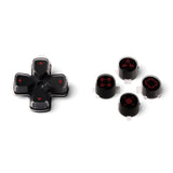 eXtremeRate Replacement Custom Dpad Action Buttons Three-Tone Black & Clear with Black Carmine Red Redesigned Symbols D-pad Face Buttons Compatible with ps5 Controller - JPFF002