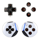 eXtremeRate Replacement Custom Dpad Action Buttons Three-Tone Black & Clear with Black Orange Redesigned Symbols D-pad Face Buttons Compatible with ps5 Controller - JPFF003