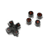eXtremeRate Replacement Custom Dpad Action Buttons Three-Tone Black & Clear with Black Orange Redesigned Symbols D-pad Face Buttons Compatible with ps5 Controller - JPFF003